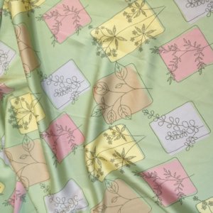 Ткань для халатов Армани шелк «Панно Веточка» цвет зеленый