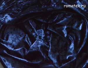 Ткань мраморный Бархат Крэш темно-синий однотонный