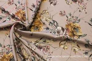 Ткань для халатов Армани шелк «Цветы» цвет пыльная роза